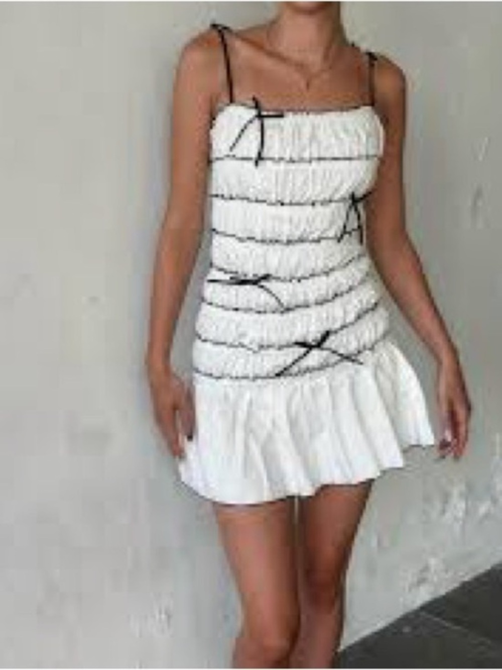 Cin Cin Femme Mini Bow Dress Black & White - “PEARL” Large